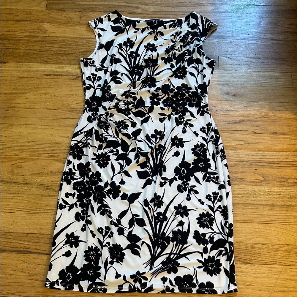 American living black and white floral dress size 12